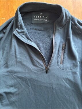 Free Fly Apparel Men's Slate Blue Quarter-Zip Pullover Sweater